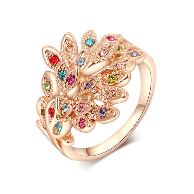 Inel Phoenix pentru Femei Cristale Multicolore Stainless Steel Rose Gold