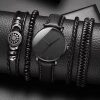 Set Cadou Norse Legacy, 5 Accesorii, Ceas + Bratari, Barbati, Urban, Leather look, Negru