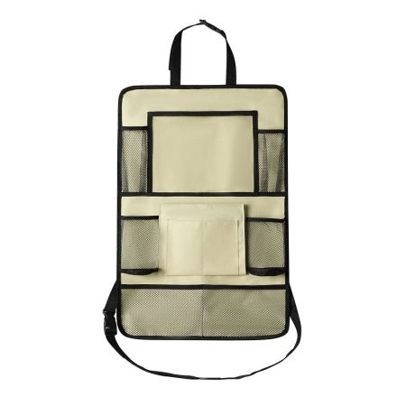 Organizator Auto Pentru Spatar Scaun, Multiple Compartimente, Bej