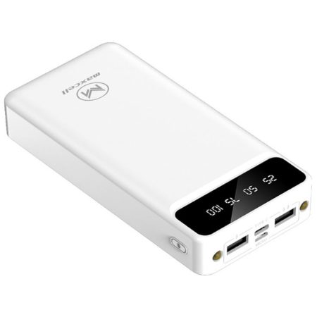 Baterie Maxcell PJ0068, Capacitate 30.000mAh, Dual USB, Afisaj LED si Lanterna, Alb