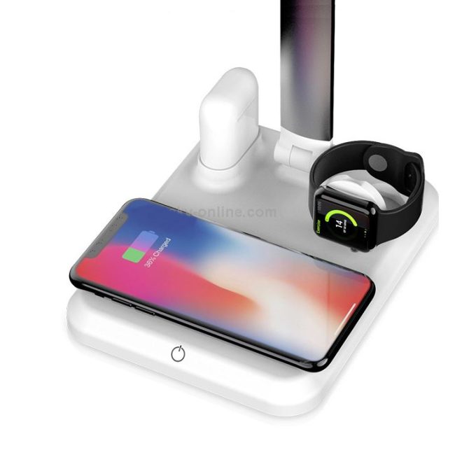 Incarcator Lampa 4 in 1 Model X 1 Wireless charging compatibil Apple Watch Airpods Telefon Maro negru