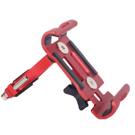 Suport de bicicleta/motocicleta pentru telefon, Montare pe ghidon, Aluminiu, Fix, Aubtec, Rosu