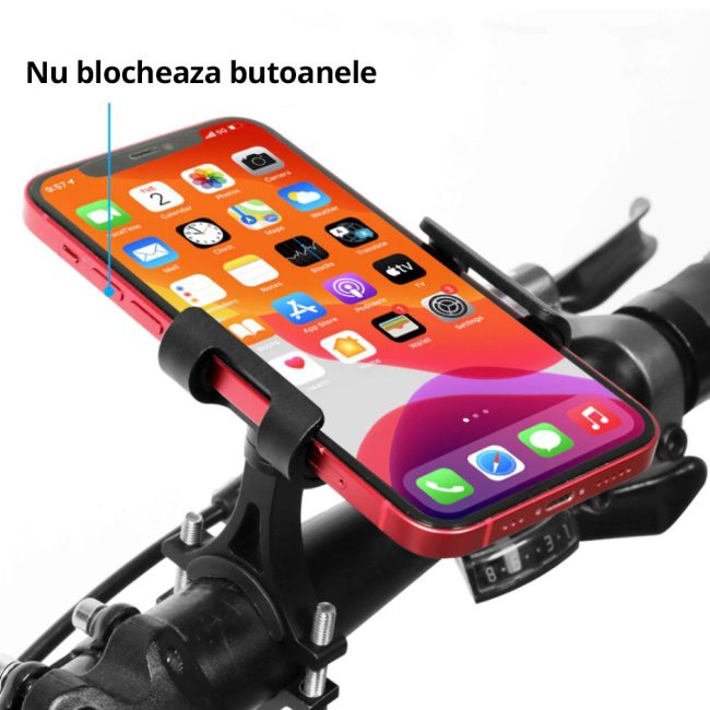 Suport Bicicleta pentru telefon Aubtec Montare pe Ghidon Metal Fix Rosu 2