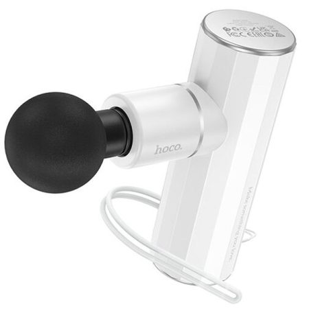 Aparat de Masaj Mini, Hoco HP50 Massager, 4 Capete si Viteze Multiple, 2000mAh, Alb