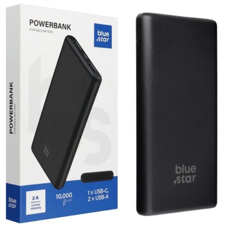 Baterie BlueStar W1061, Powerbank 10.000mAh, Port USB-C + 2 x USB-A, Negru