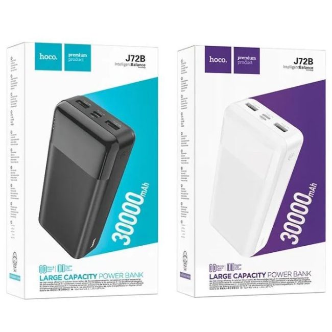 baterie hoco j72b ultra powerbank dual usb capacitate 30000mah alb