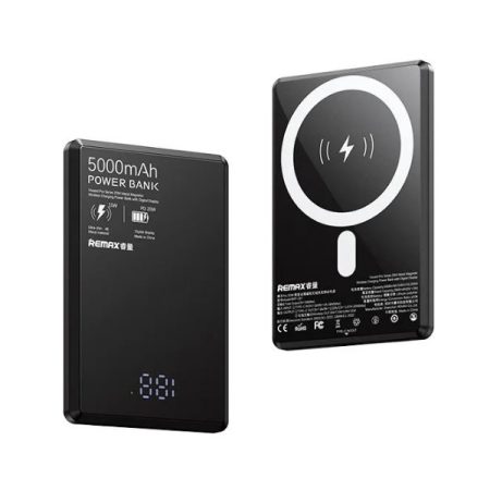 Baterie Magsafe Ultra Slim, Remax RPP-107, 5000mAh, Incarcare Wireless si type-C, Compatibila Apple, Negru