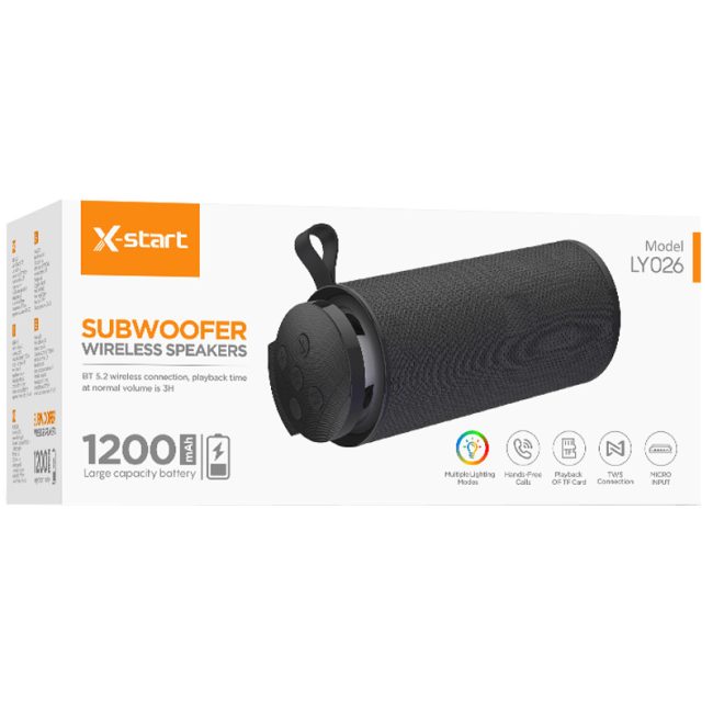 boxa bluetooth x start ly026 wireless speaker capacitate 1200mah autonomie 3 ore lumina rgb negru 2