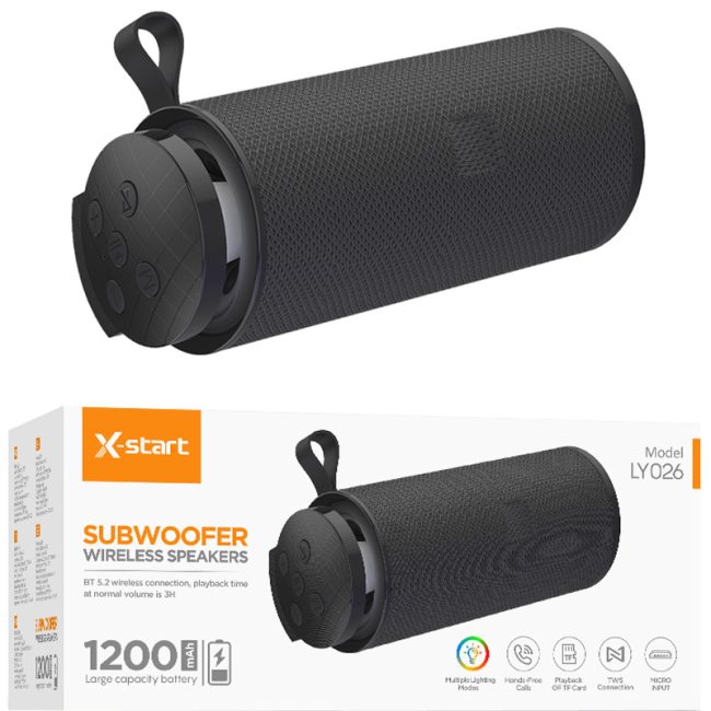 boxa bluetooth x start ly026 wireless speaker capacitate 1200mah autonomie 3 ore lumina rgb negru 3