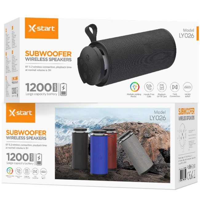 boxa bluetooth x start ly026 wireless speaker capacitate 1200mah autonomie 3 ore lumina rgb negru 4