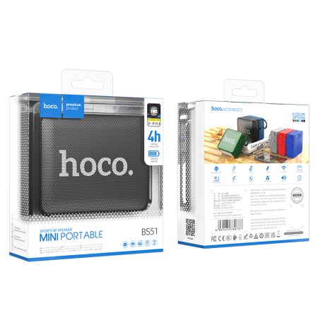 boxa mini portabila hoco bs51 bluetooth capacitate 1200mah autonomie 4 ore compatibila card tf si usb negru 3