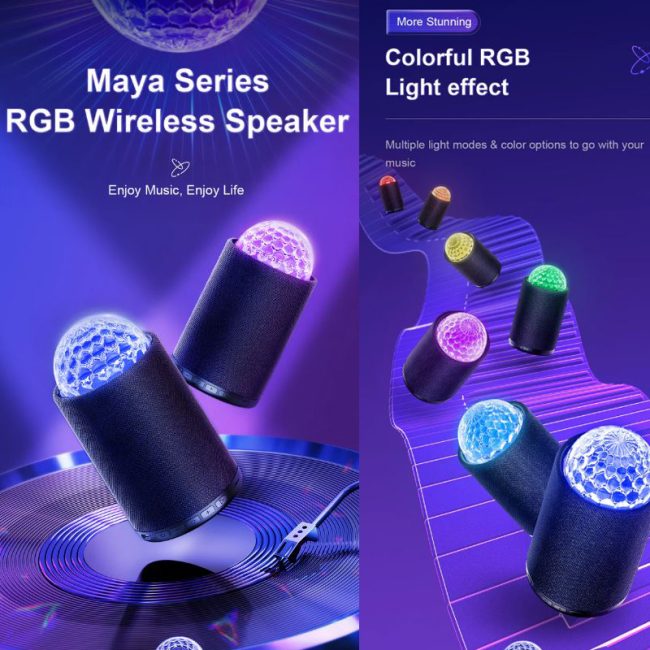 boxa portabila cu culori rgb joyroom jr ms01 maya audio 360 bt 51 autonomie 4h negru 3