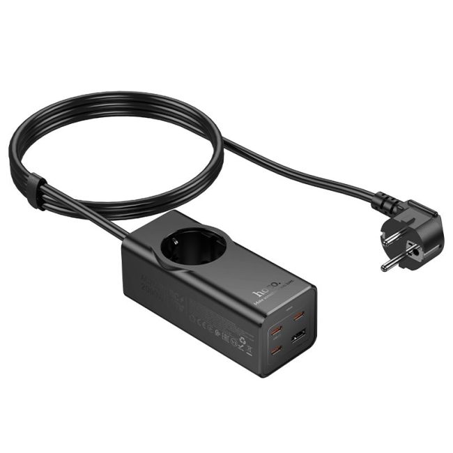 cablu prelungitor cu incarcator integrat usb 3x type c qc30 3a 67w ns9 2m negru 5