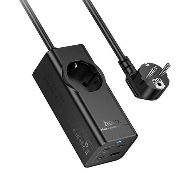 cablu prelungitor cu incarcator integrat usb 3x type c qc30 3a 67w ns9 2m negru 9