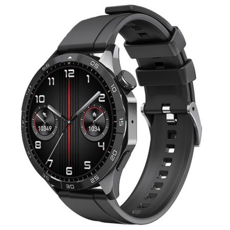 Ceas Inteligent XO Watch4 Smart Sport, Bluetooth, Ecran Amoled 1.43”, Baterie 250mAh, Multifunctional, Curea silicon, Negru