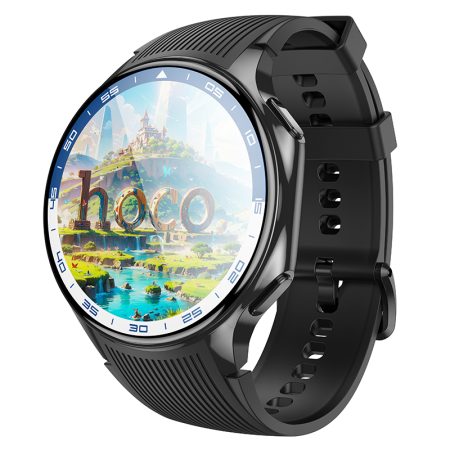 Ceas Smart Y24 HOCO, Bluetooth, Ecran Amoled 1.43”, Baterie 390mAh, Multifunctional, Curea silicon, Negru