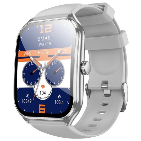 Ceas Smartwatch Hoco cu Functie Apelare, Ecran AMOLED 1.96 inch, Rezistent la apa IP67, Model Y28, Gri/Argintiu