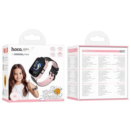 ceas smartwatch hoco pentru copii cu functie apelare 4g gps model y104 roz 3