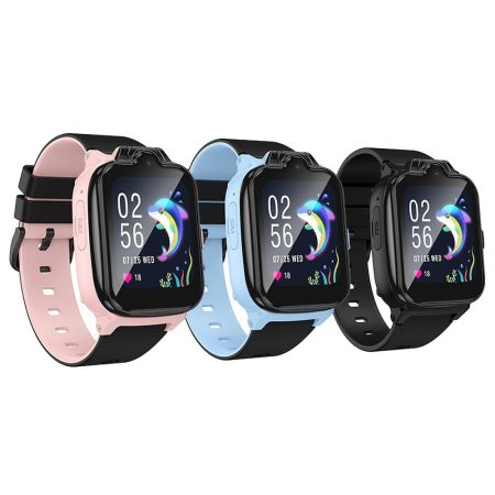 ceas smartwatch hoco pentru copii cu functie apelare 4g gps model y104 roz