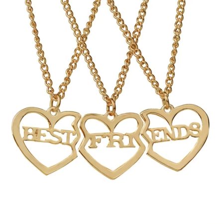 Coliere Inimă, Best Friends, 3 Lănțișoare, Inimă, Simbol Prietenie, Cadou Emoționant