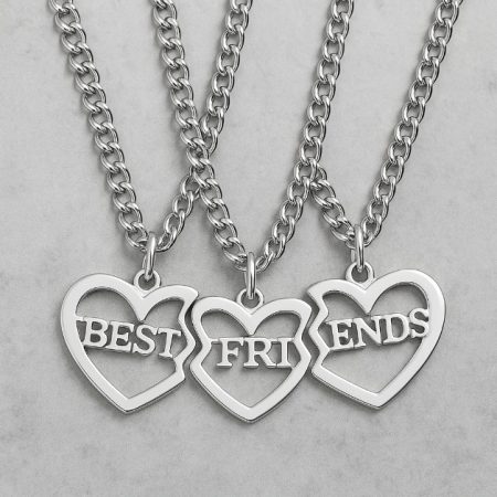 coliere inima best friends 3 lantisoare inima simbol prietenie cadou emotionant argintiu 1 3