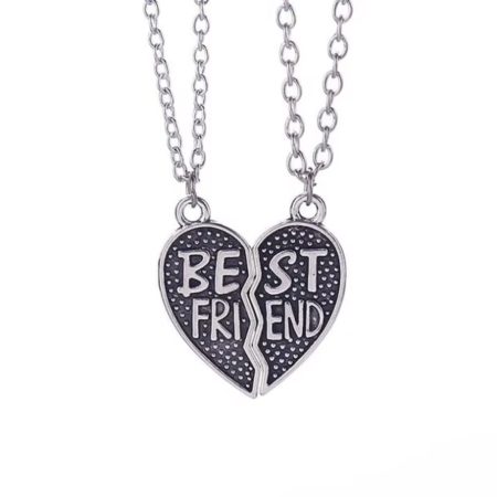 Coliere Prietenie, Stil Vintage, Inimă Simbolică, Best Friend, Bijuterii Pereche, Negru