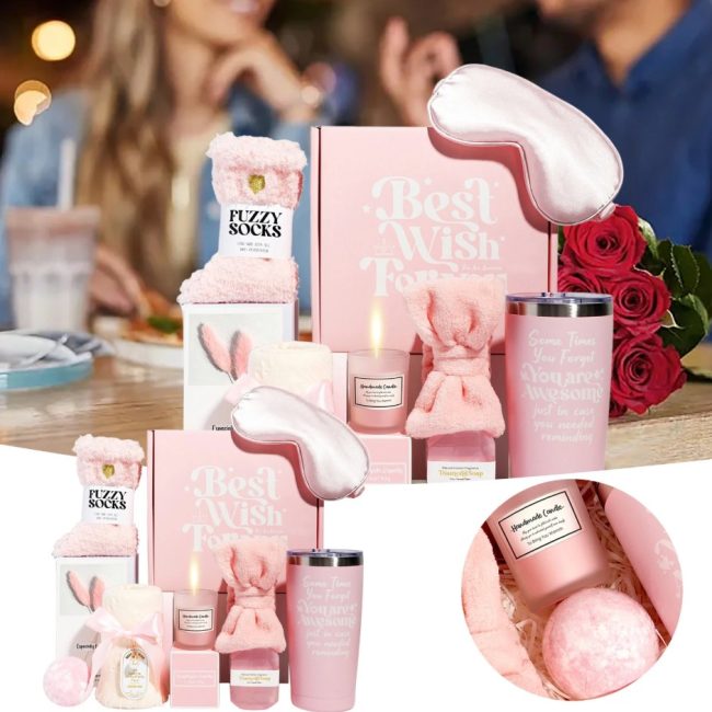 cutie cadou deluxe pentru femei 11 piese de ingrijire si relaxare cadou inedit si practic roz 21
