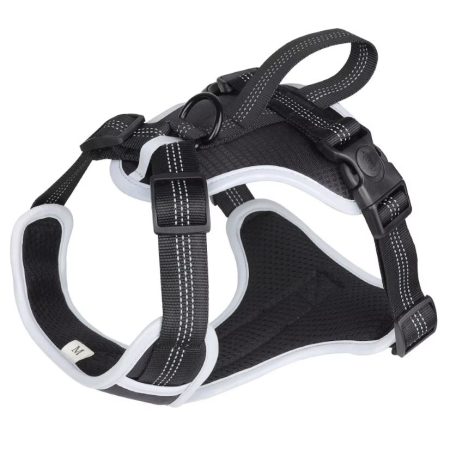 Ham Reflectorizant cu Maner, pentru Caini, Marimea M, Material textil Rezistent, Negru
