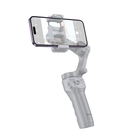 Stabilizator Inteligent Gimbal Hoco K24, Stabilizare pe 3 axe, Iluminare, Compatibil iPhone/Android, Gri