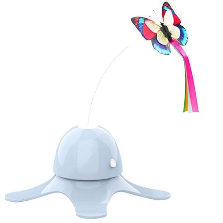 Jucarie Fluture pentru Pisici, Electrica si Rotativa, Fosforescent, Albastru