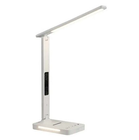 Lampa Birou, Incarcare Wireless, Functie Ceas, Alarma, 10W, Alb