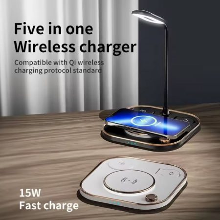 lampa cu incarcare wireless 4 in 1 model x3 g n25 ajustare luminozitate compatibila apple