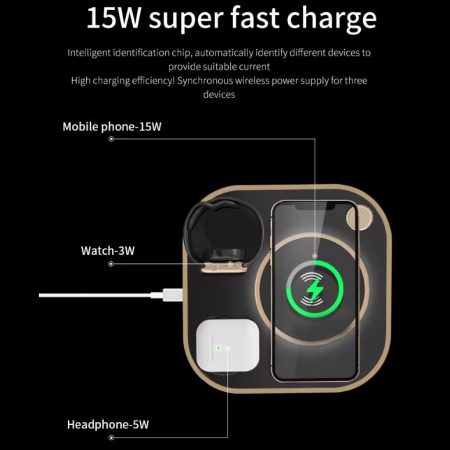 lampa cu incarcare wireless 4 in 1 model x3 g n25 ajustare luminozitate compatibila apple negru 2