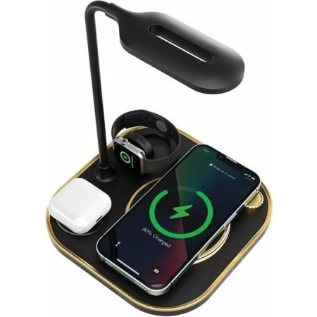 lampa cu incarcare wireless 4 in 1 model x3 g n25 ajustare luminozitate compatibila apple negru 5