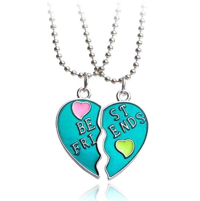 lantisoare best friends inima turcoaz cu inimioare colorate set 2 bucati cadou prietene 13