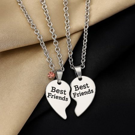 lantisoare prietene best friends pandantiv inima cu pietre argintiu 20