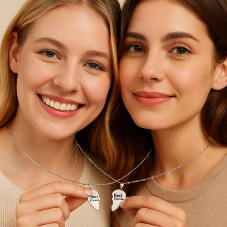 lantisoare prietene best friends pandantiv inima cu pietre argintiu 24