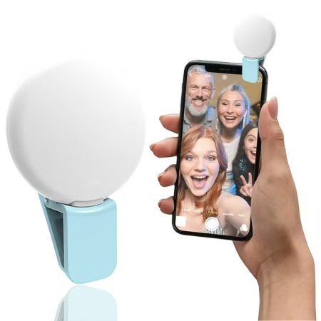 Lumina LED pentru Telefon, Selfie/Video/Live, Ultra-Compacta, USB-C, Mini Q, Albastru