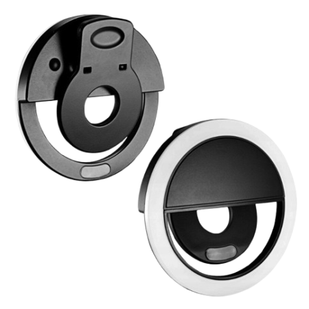 lumina led tip inel pentru selfie video live prindere pe telefon rk 12 negru 3