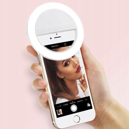 lumina led tip inel pentru selfie video live prindere pe telefon rk 12 roz 2