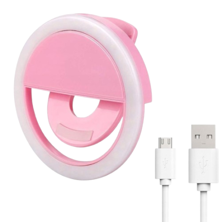 Lumina LED Tip inel pentru Selfie/Video/Live, Prindere pe Telefon, RK-12, Roz