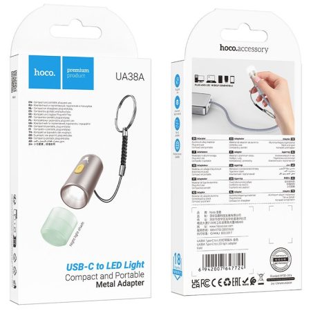 mini lampa led hoco ua38a alimentare type c auriu 3