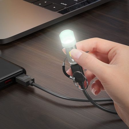 mini lampa led hoco ua38a alimentare type c gri 4
