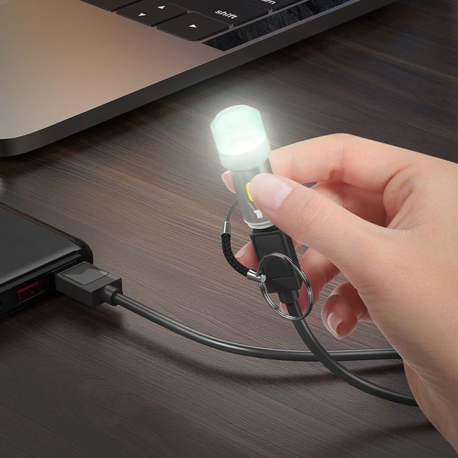 mini lampa led hoco ua38a alimentare type c gri 4