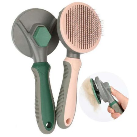 perie auto curatare pentru animale ace inclinate 135 buton self cleaning roz
