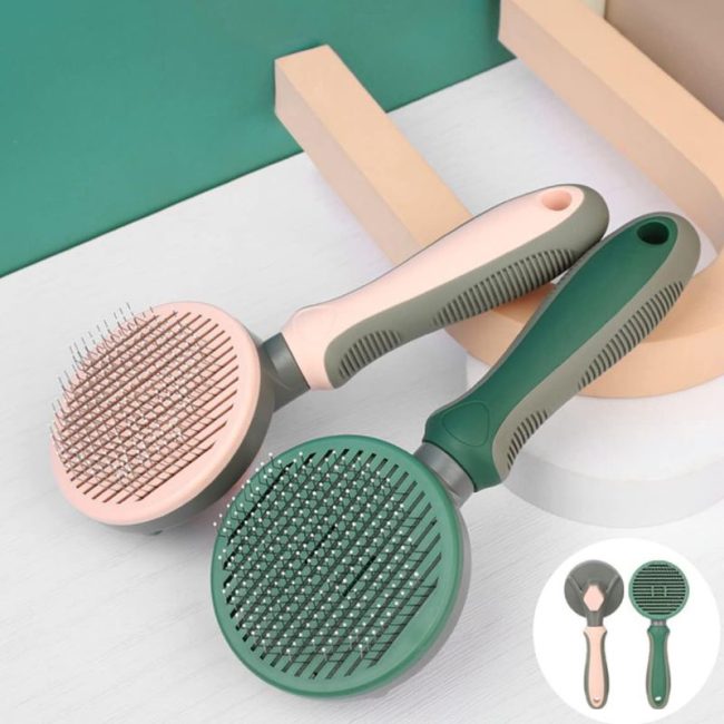 perie auto curatare pentru animale ace inclinate 135 buton self cleaning roz 5
