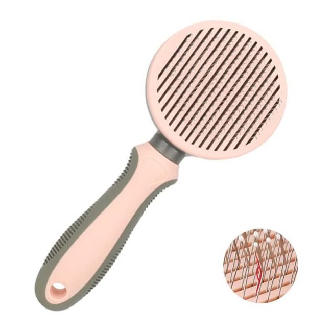 perie auto curatare pentru animale ace inclinate 135 buton self cleaning roz 7