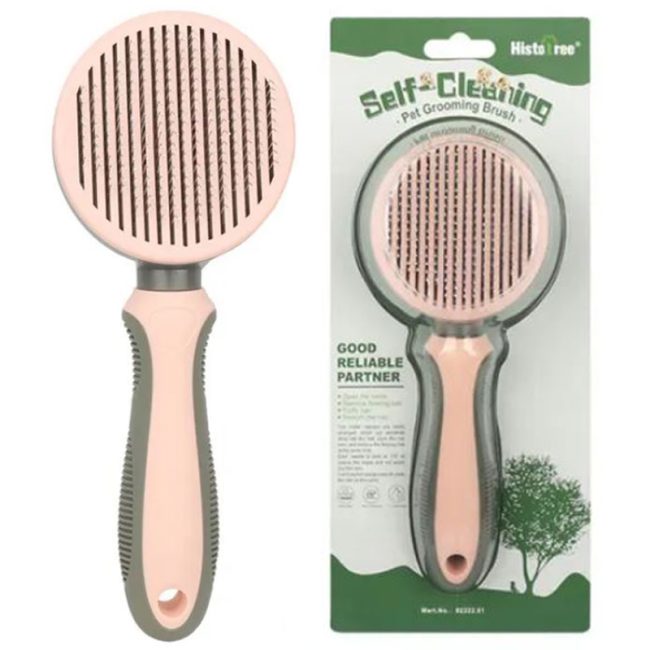 perie auto curatare pentru animale ace inclinate 135 buton self cleaning roz 9