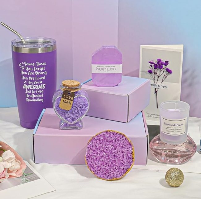 set cadou elegant mov lavanda 7 piese relaxare pentru femei speciale 1