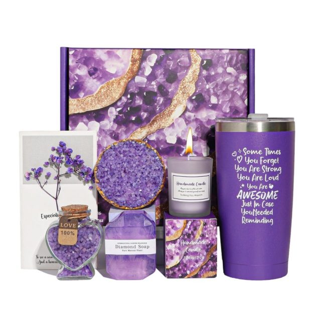 set cadou elegant mov lavanda 7 piese relaxare pentru femei speciale